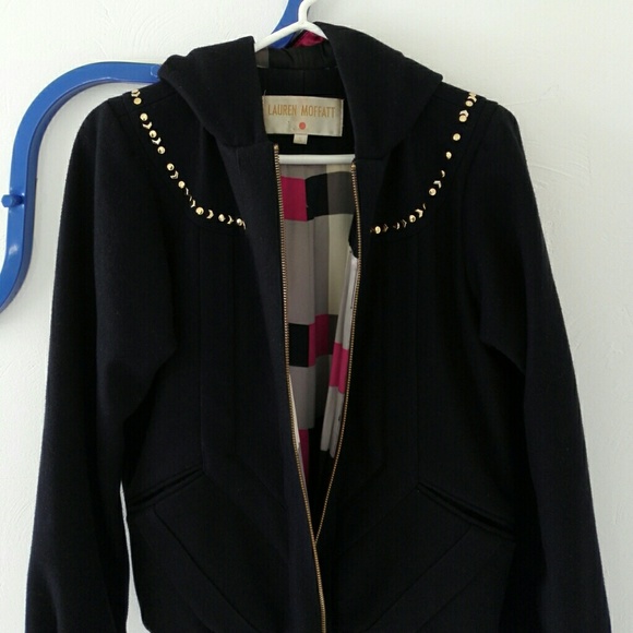 Lauren Moffatt wool bomber jacket zip hoodie - Picture 4 of 7